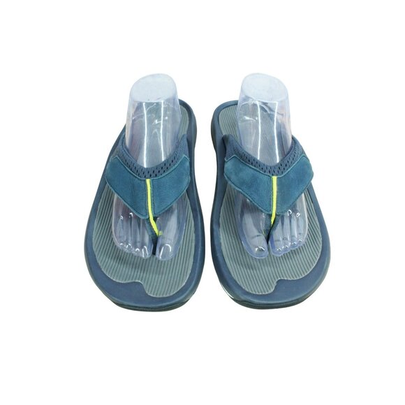 LL Bean Men's Blue Suede Perforated Cushioned Swift River Sport Flip-Flops 13 M - Picture 5 of 9